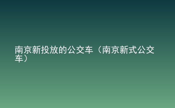  南京新投放的公交車（南京新式公交車）