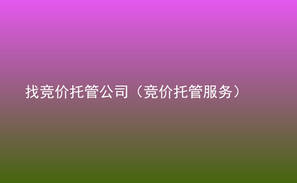  找競(jìng)價(jià)托管公司（競(jìng)價(jià)托管服務(wù)）