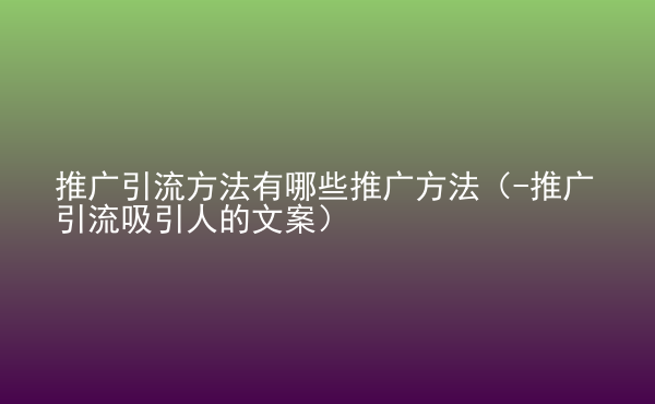  推廣引流方法有哪些推廣方法（-推廣引流吸引人的文案）