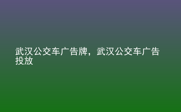  武漢公交車廣告牌，武漢公交車廣告投放