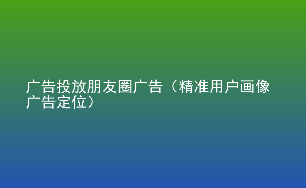  廣告投放朋友圈廣告（精準(zhǔn)用戶畫像廣告定位）